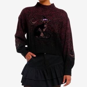 Cosmic Aura Witch Cat Gradient‎ Mock Neck Sweater Hot Topic Halloween